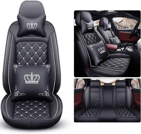 Aotiyer Full Set Car Seat Covers, Crown PU Leather Car Seat Cover Full Surround ...