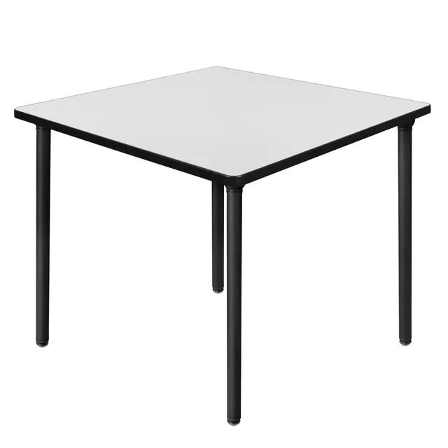 Kee 42" Square Folding Breakroom Table- White/ Black - Regency TBF4242WHBK