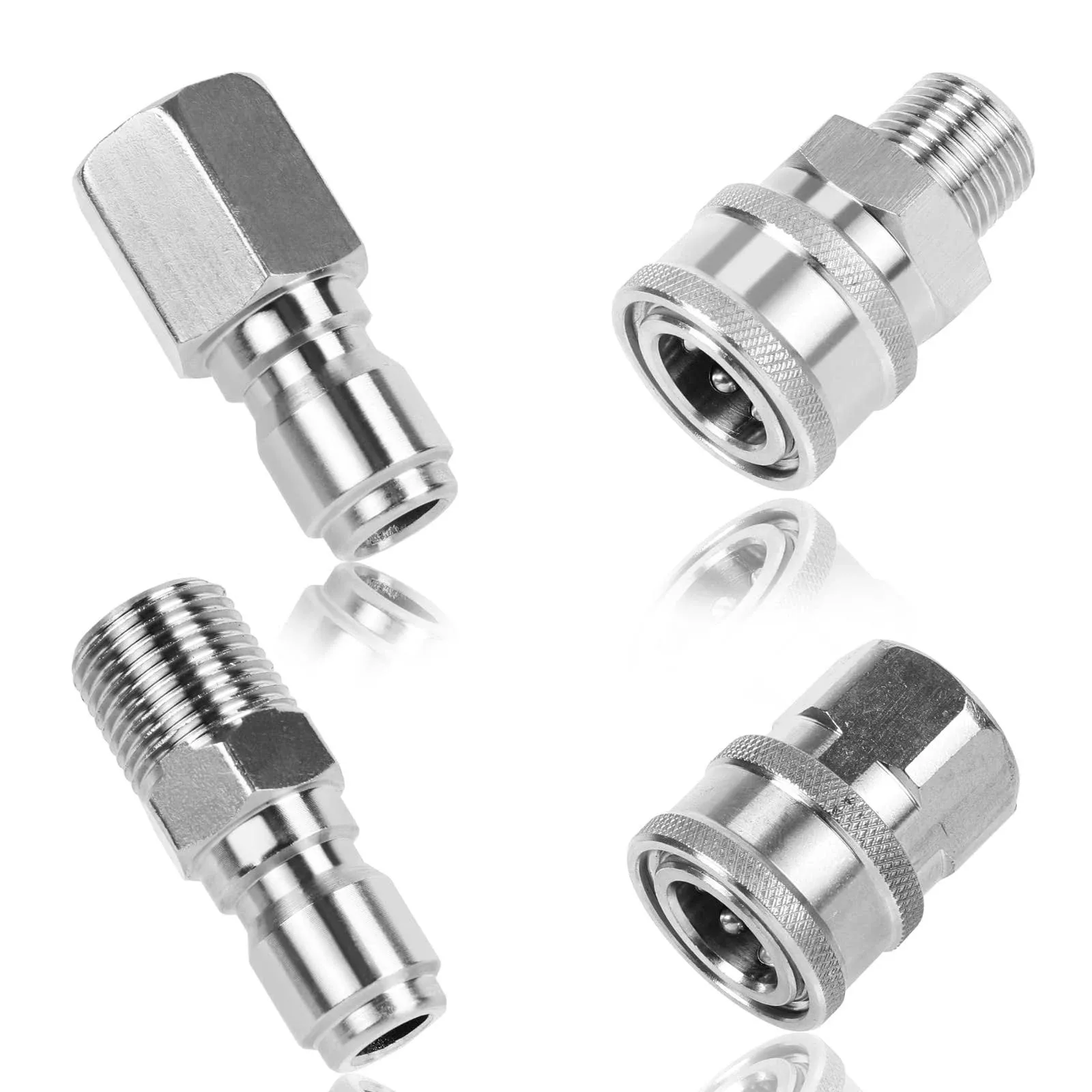 2 Sets NPT 3/8 Inch Pressure Washer Coupler Quick Connect Plug Stainless Stee...