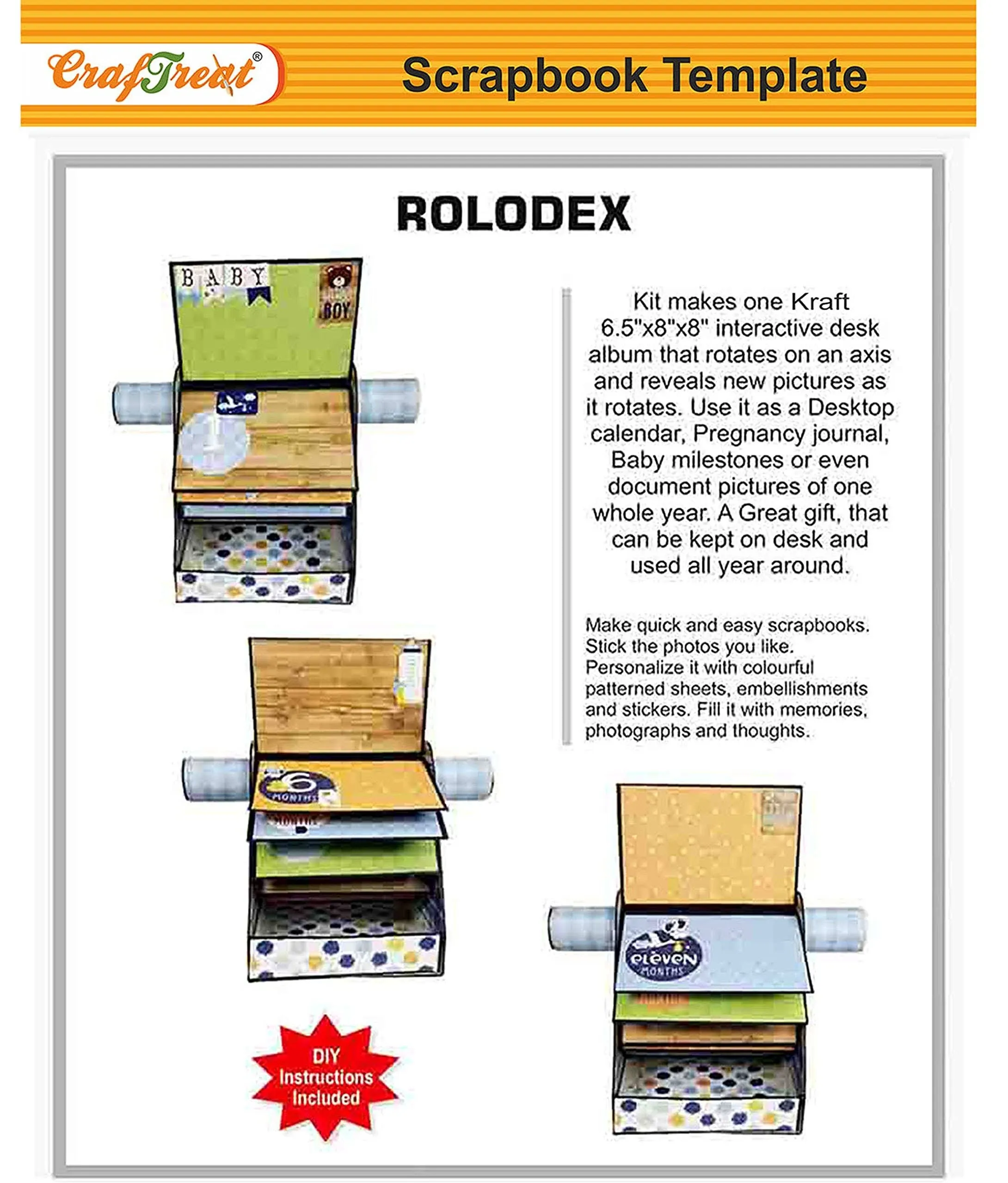 CrafTreat Rolodex Kraft DIY Scrapbook Templates1 Set Kraft