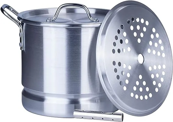 ARC 32 Quart Aluminum Tamale Steamer Pot, Crab Seafood Stock Pot w/Steamer Rack and Tube, Great for Water Bath Canning Pot, Rivet Handle, 8 Gal