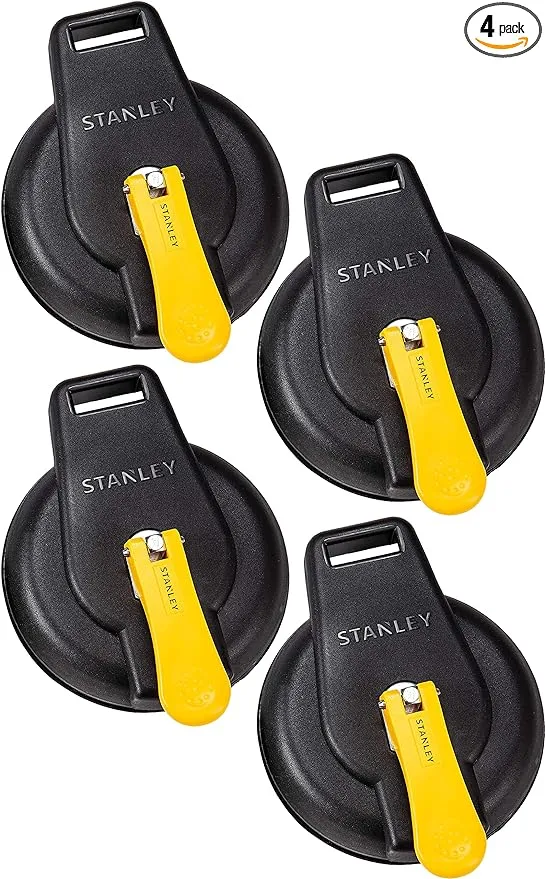 STANLEY S4004 Black/Yellow Vacuum Suction Cup - Heavy-Duty (200 lb Weight Support Limit), 4 Pack