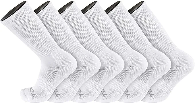 TCK 6 Pair Work & Athletic Crew Socks (White, Medium), adult unisex