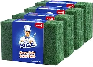 MR.SIGA Heavy Duty Scouring Pads, Household Scrubber for Kitchen, Sink, Dish, 24-Pack, 3.9 x 5.9 inch (10 x 15 cm), Green