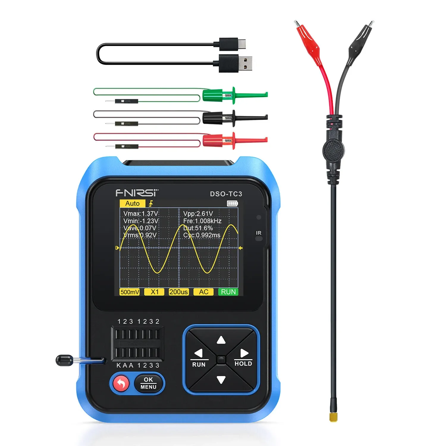 FNIRSI DSO-TC3 Digital Oscilloscope Transistor Tester Function Signal Generator 3 in 1 Multifunction Electronic Component Tester - DSO-TC3 （advanced）
                                                COD