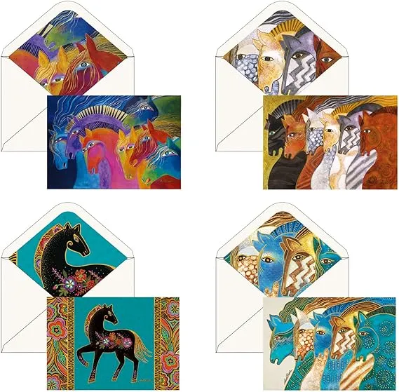 Note Cards - Laurel Burch Horses - Box of 16 Cards & Envelopes