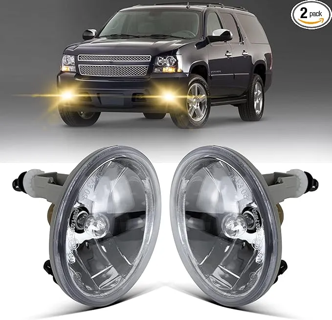 Driving Fog Lights for 2007-2013 Avalanche/ 2007-2014 Chevy Suburban/Tahoe/ 2015-2016 Colorado/ 2010-2013 Camaro/ 2015 Silverado/GMC Acadia/Yukon, 1 Pair Front Bumper Driving Fog Lamps (Clear Lens)