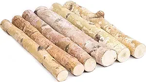 Kingcraft 6 Pack Small Birch Logs for Fireplace Unfinished Wood Crafts DIY Home Decorative Burning(Logs:1.6"-2.4" Dia. x 16" Long)