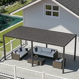 Gardesol 10'x13' Pergola Louvered Adjustable Rainproof Outdoor Aluminum Hardtop Gazebo for Outdoor Deck Patio Garden Yard (Matte Black)