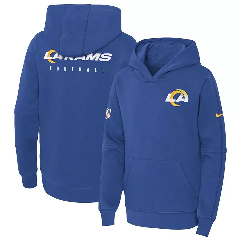 Youth Nike Royal Los Angeles Rams 2023 Sideline Club Fleece Pullover Hoodie