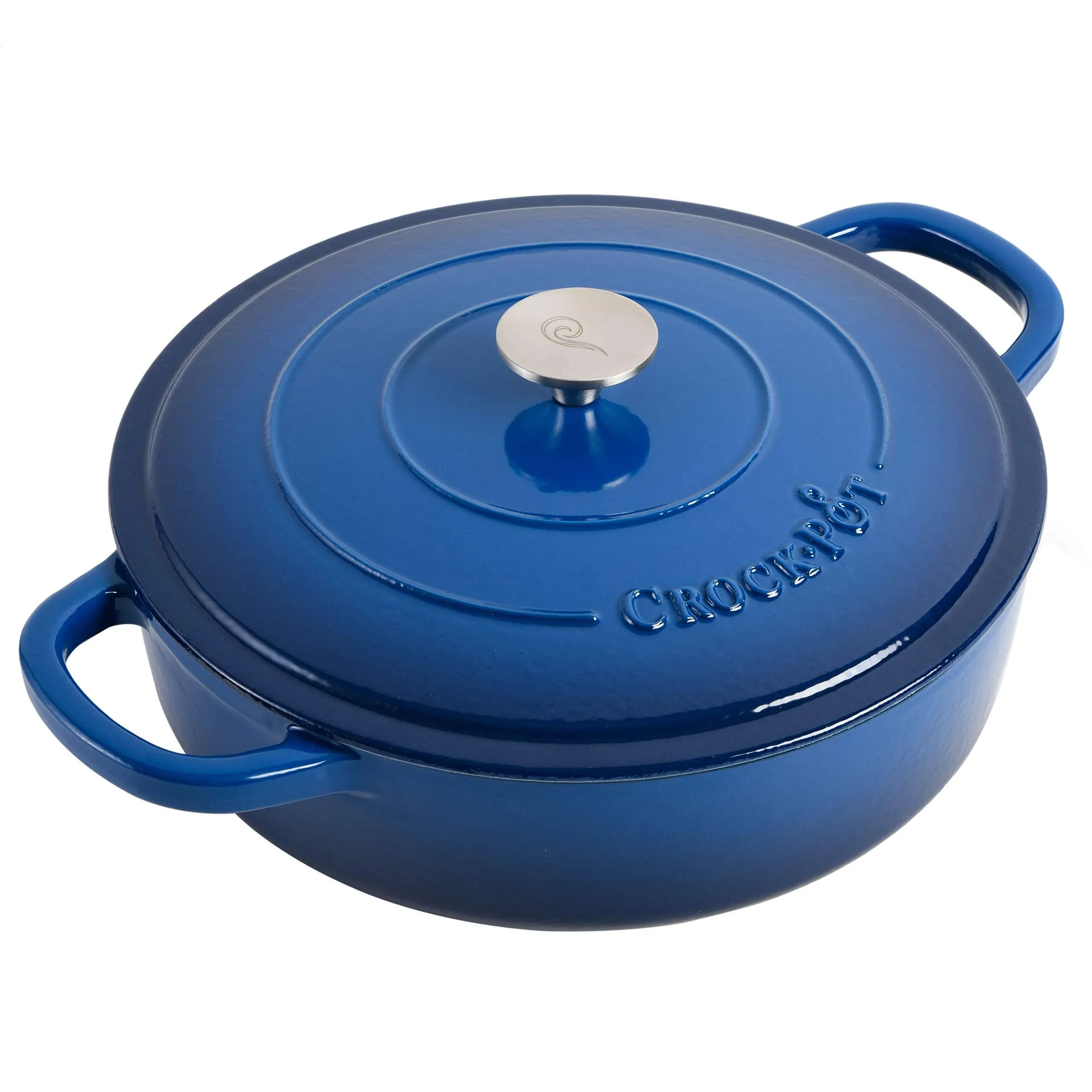 Crock Pot Artisan 5 Quart Enameled Cast Iron Braiser Pan - Sapphire Blue