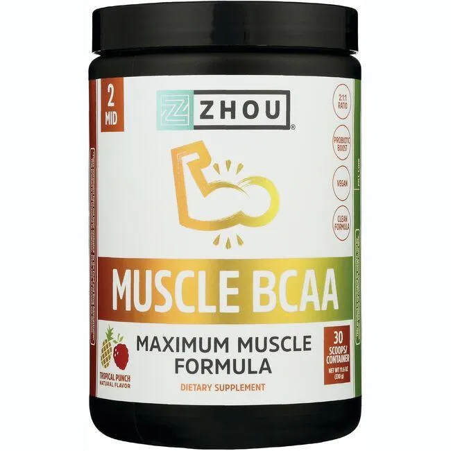 Zhou Muscle Bcaa - Tropical Punch Supplement Vitamin | 11.6 oz Powder