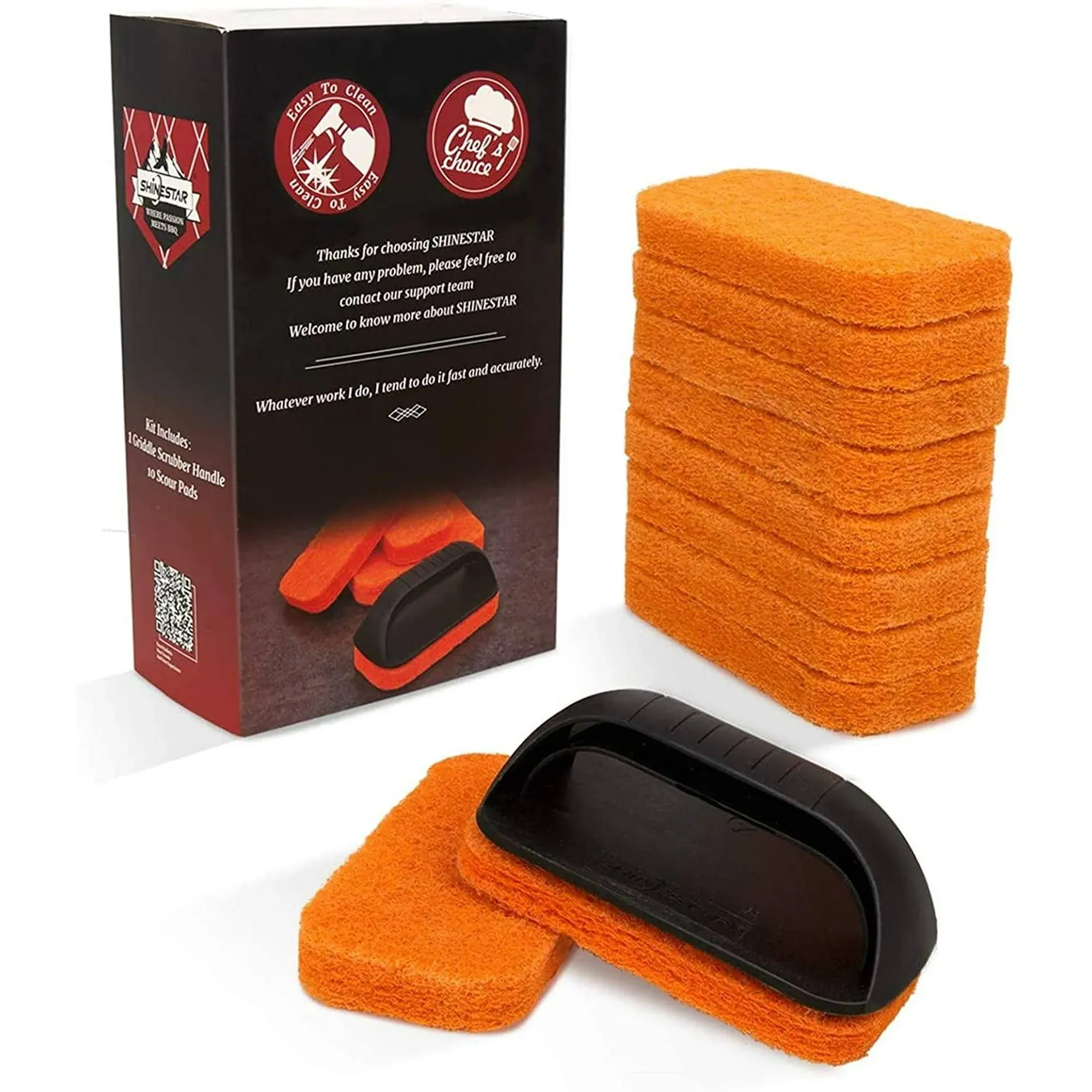 SHINESTAR 11-Piece Griddle Cleaning Kit for Blackstone, Flat Top Grill Orange 