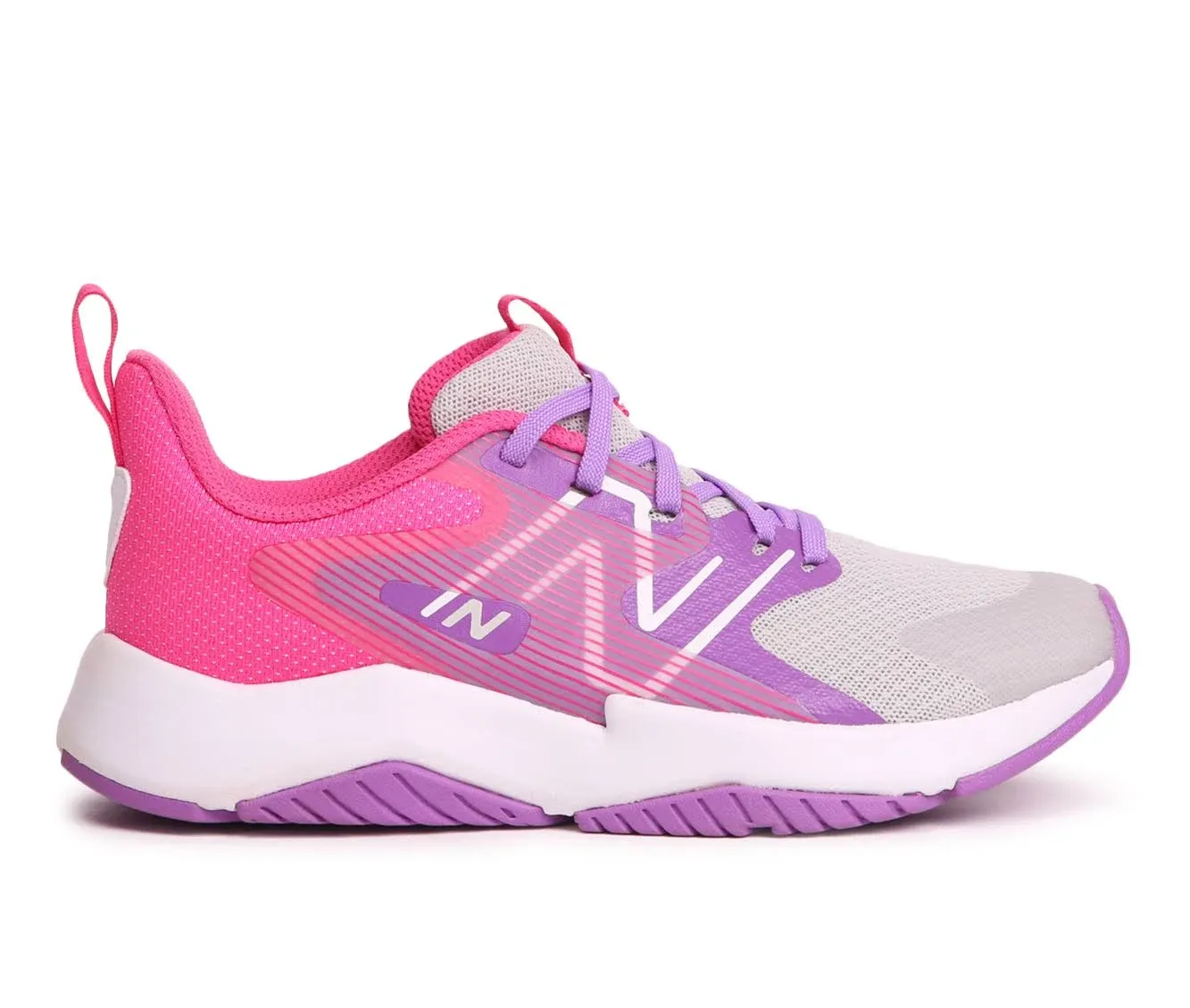 New Balance Kids' Rave Run V2 - Grey/Purple/Pink (Size 3)