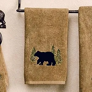 Black Bear Forest Bath Towel - Rustic Bath Accessories