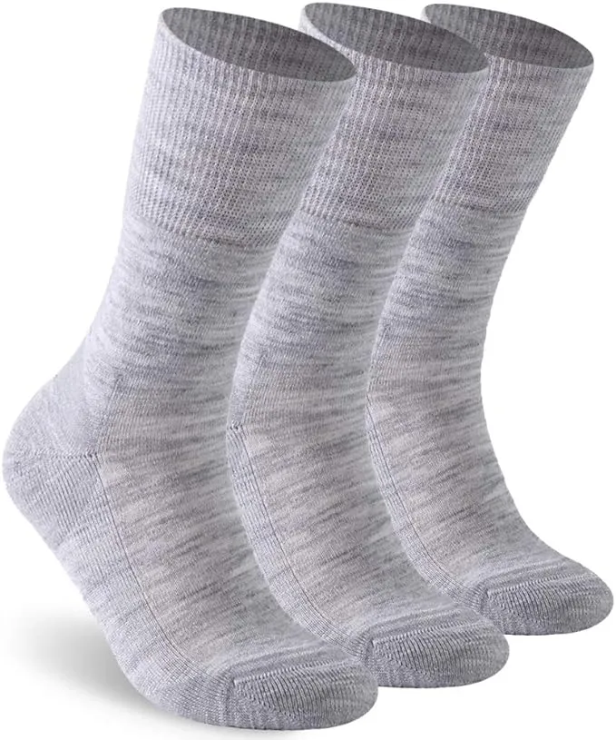 Facool Diabetic Socks for Men Women Merino Wool Non-Binding Top Crew Socks with Cushion Sole