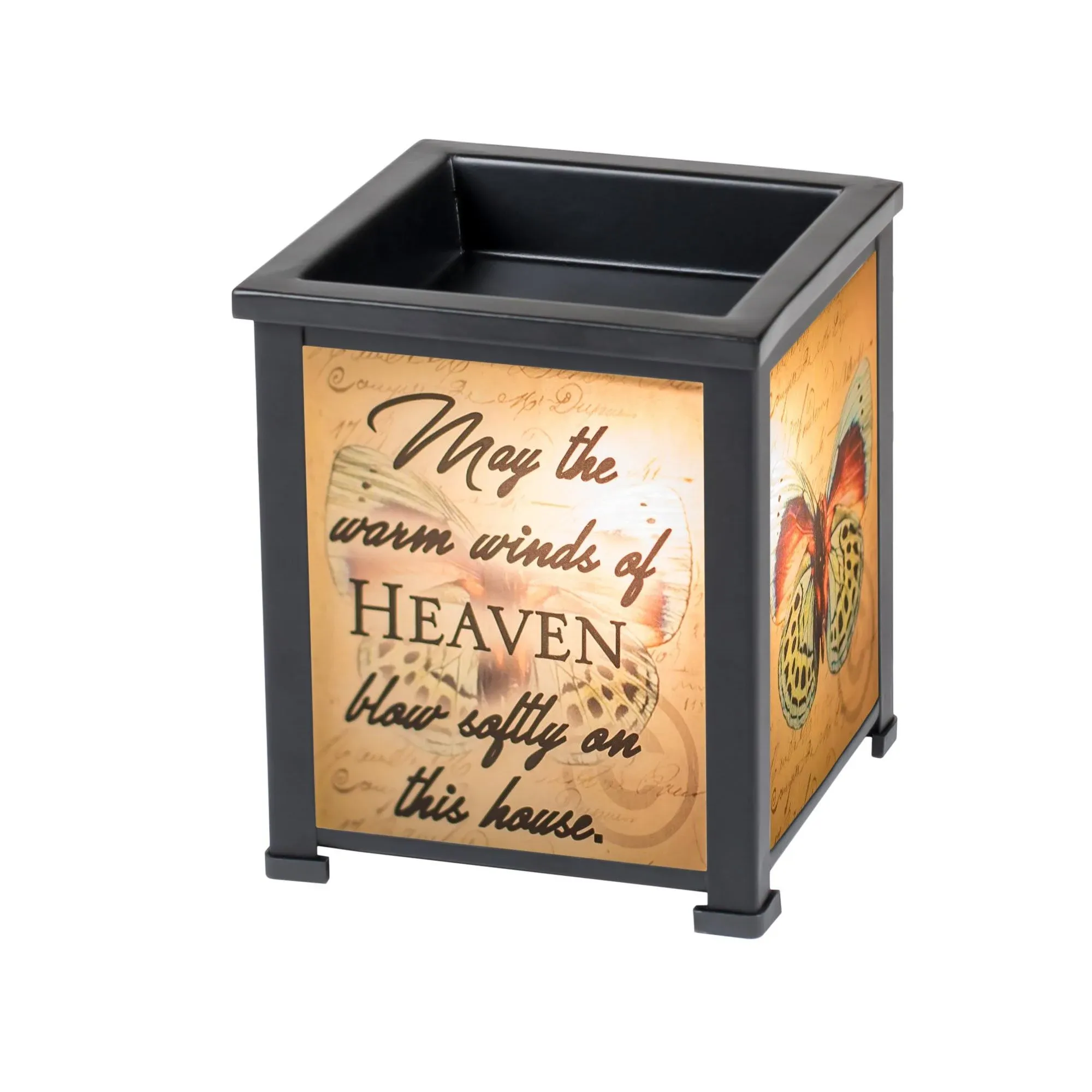 Winds Of Heaven Black Metal Electrical Wax Tart and Oil Glass Lantern Warmer