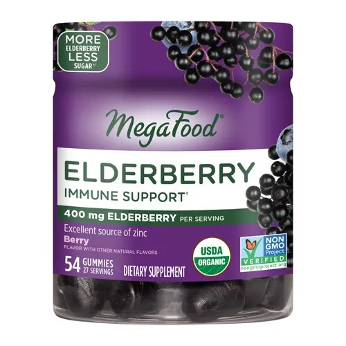 MegaFood
           Elderberry Gummies Immune Support with Zinc -- 54 Gummies
        
        
        
        
        
          
          SKU #: 051494104149
          
            Shipping Weight:
              0.46 lb
            
          
          
            Servings:
              27