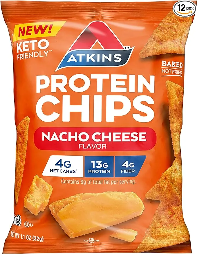 Atkins Chipotle BBQ Protein Chips, 4G Net Carbs, 13g Protein, Gluten Free, Low Glycemic, Keto Friendly, 12 Count