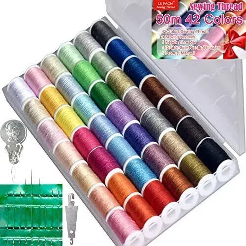 Sewing kit 42 Color Set of Handy Polyester Thread，50 m Each 