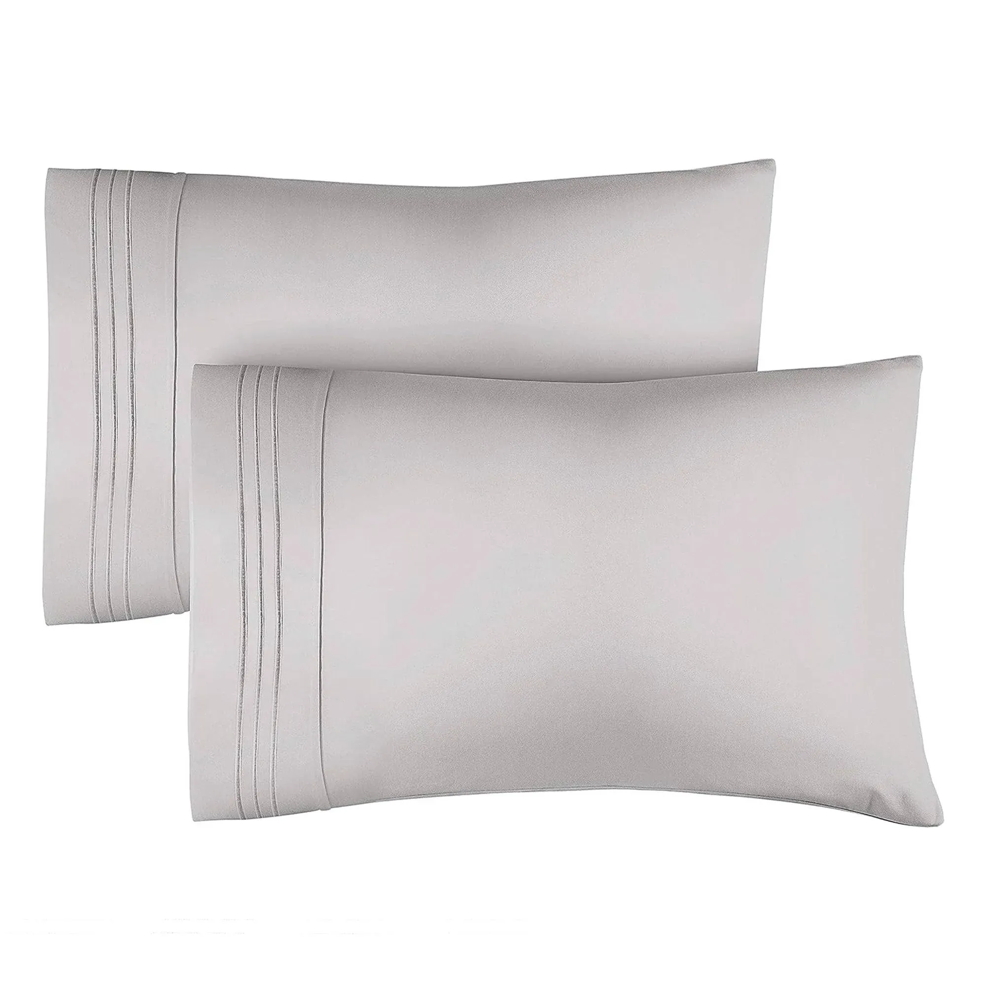 CGK Linens Soft Microfiber Pillowcase Set of 2 - Queen - Light Grey