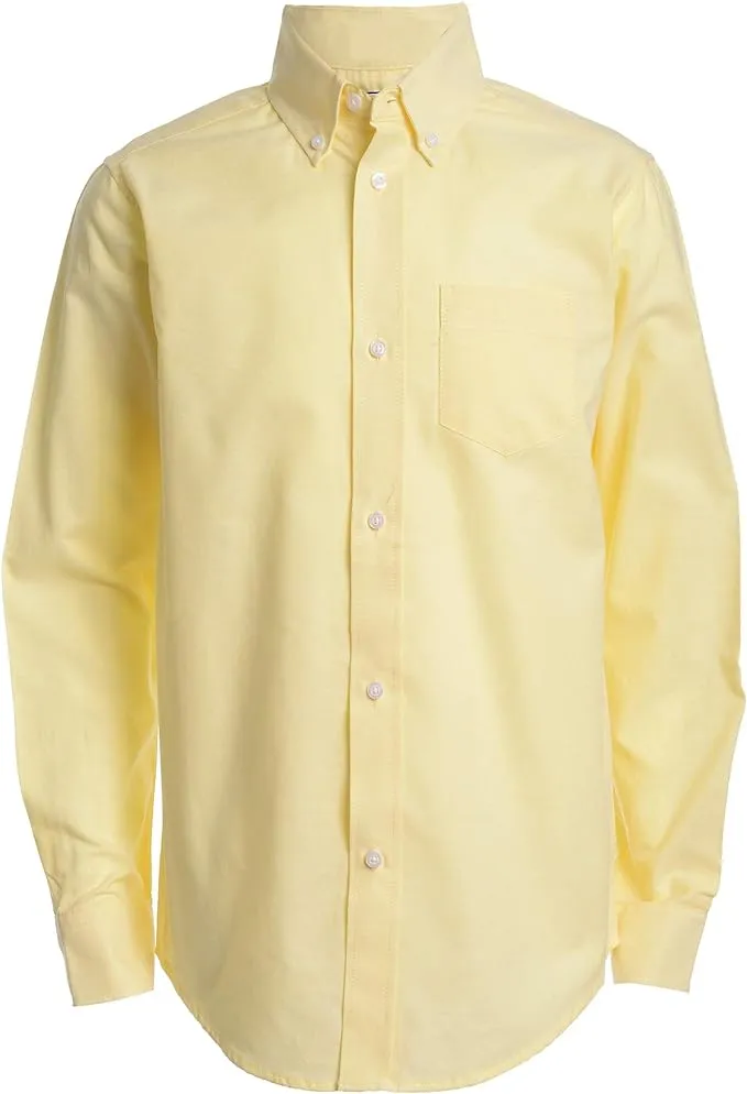 Izod Boys Long Sleeve Solid Button-Down Oxford Shirt, Yellow, 18