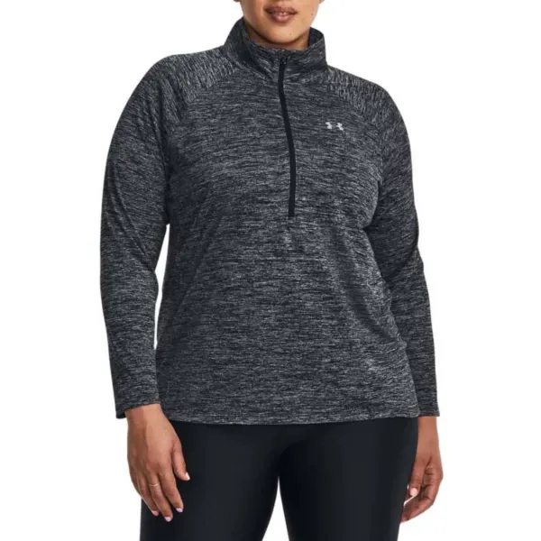 Women's Under Armour Tech Twist Long Sleeve 1/4 Zip 2X Black/Metallic Silver