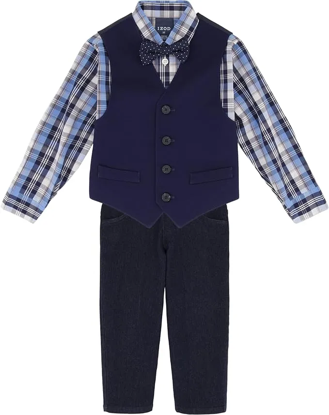 IZOD Boy&#039;s 4 Piece Long Sleeve Button Up Shirt and Pant Set