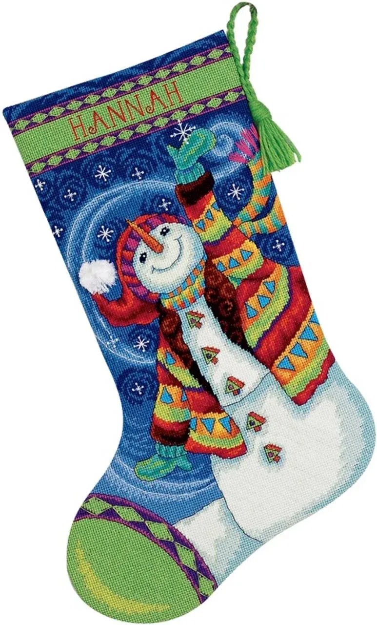 Dimensions Stocking Needlepoint Kit 16" Long-Happy Snowman Stitched in