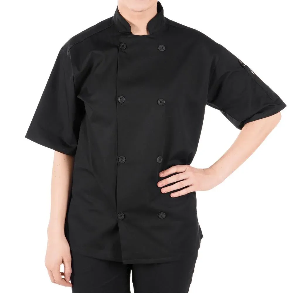 Mercer Culinary Millennia Black XX-Large Unisex Short Sleeve Cook Jacket with Traditional Buttons