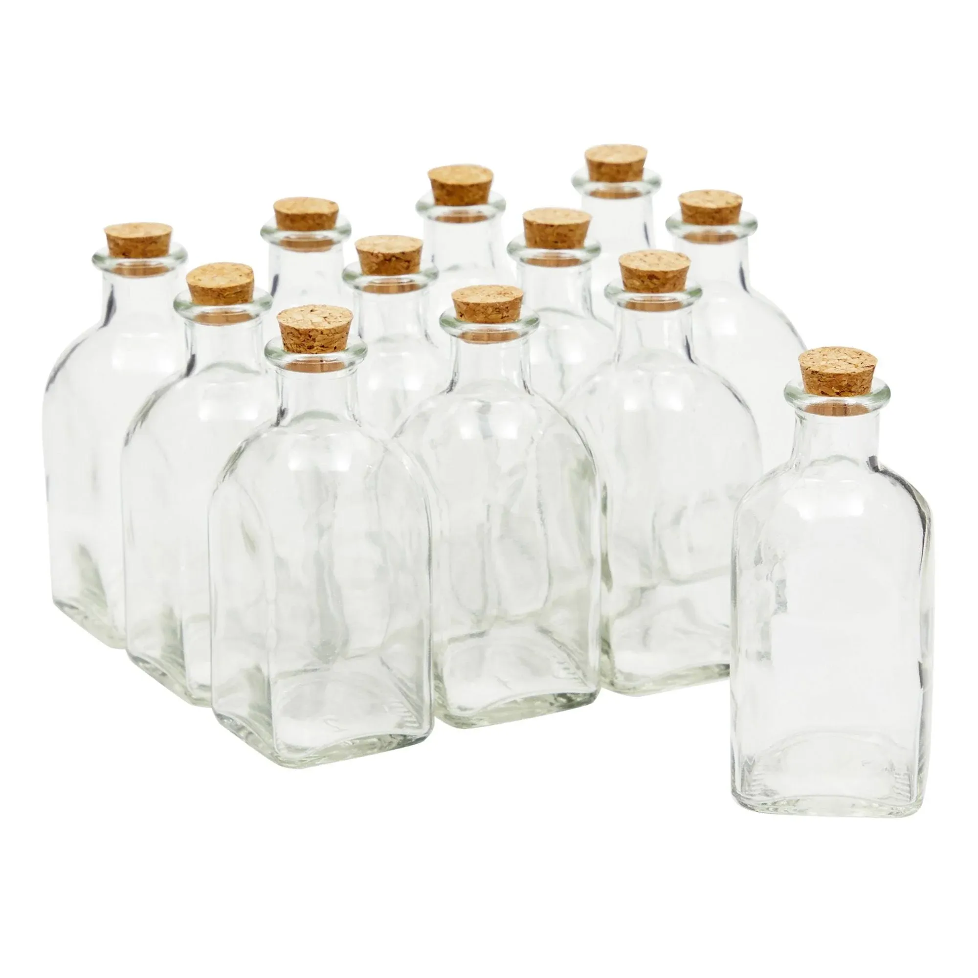 Juvale 12 Pack Clear Glass Bottles with Cork Lids