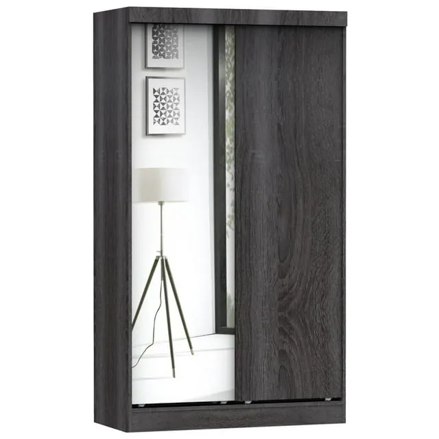 Better Home Products Mirror Wood Double Sliding Door Wardrobe