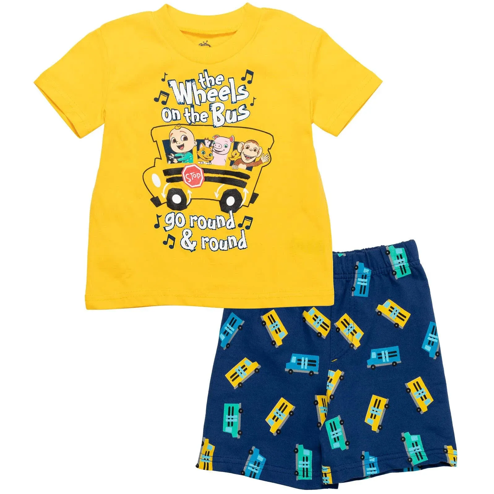 Cocomelon JJ Infant Baby Boys T-Shirt French Terry Shorts Set Yellow/Blue 12 Months