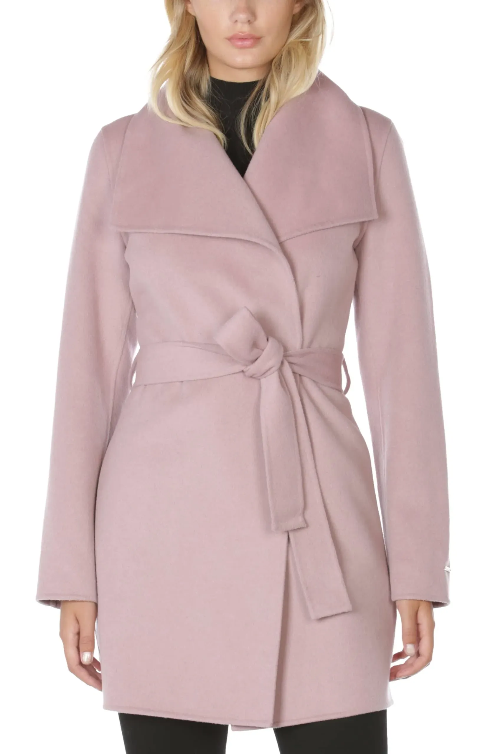 Tahari Women's Wool Wrap Coat with Tie Belt