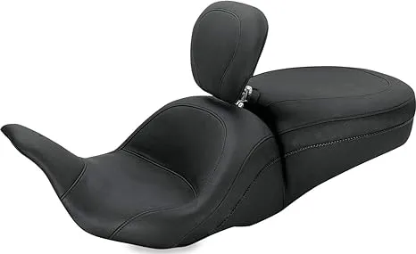 Mustang Motorcycle Seats 79703 Lowdown Touring One-Piece Seat with Driver Backrest for Harley-Davidson Electra Glide Standard, Road Glide, Road King & Street Glide 2008-'21, Original, Black, Reduced Reach