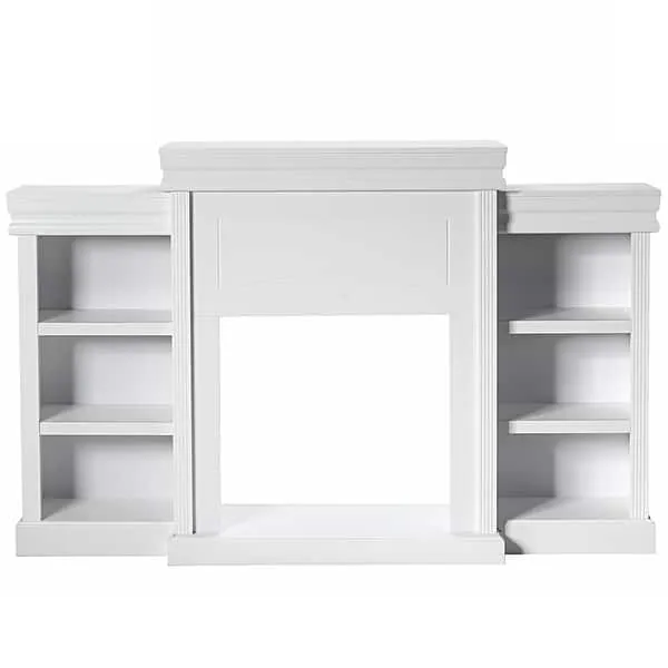 70" Modern Fireplace Media Entertainment Center with Bookcase - Bed Bath & Beyond - 33243924