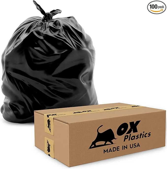 Ox Plastics Recycle Trash Garbage Bag 45-50 Gallon 3 Mil Thick 37 X 43 (100 Bag)