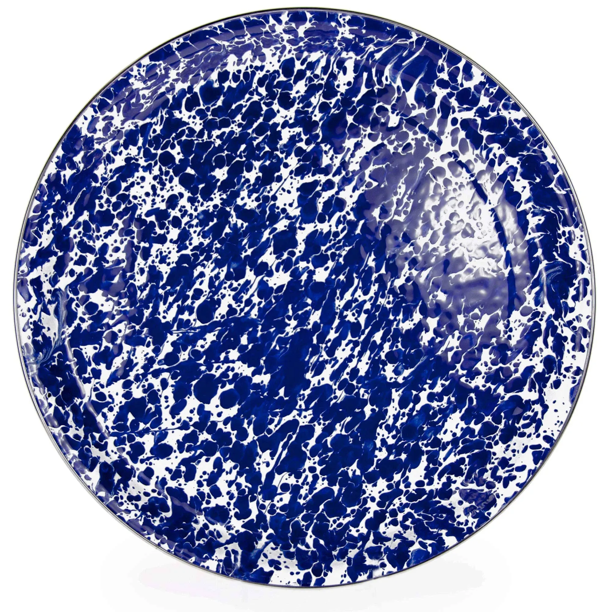 Cobalt Swirl Enamelware Round Tray