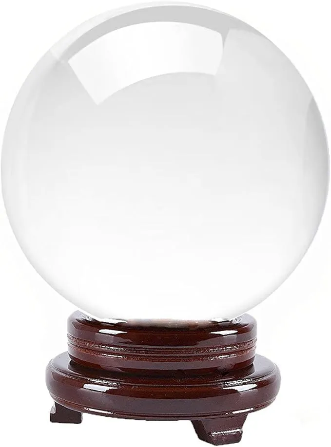 Amlong Crystal Clear Crystal Ball 8 inch (200mm) Diameter with Wooden Stand