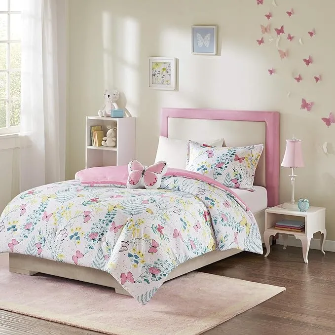 Mi Zone Kids - Cynthia Printed Butterfly Comforter Set - Pink - Twin