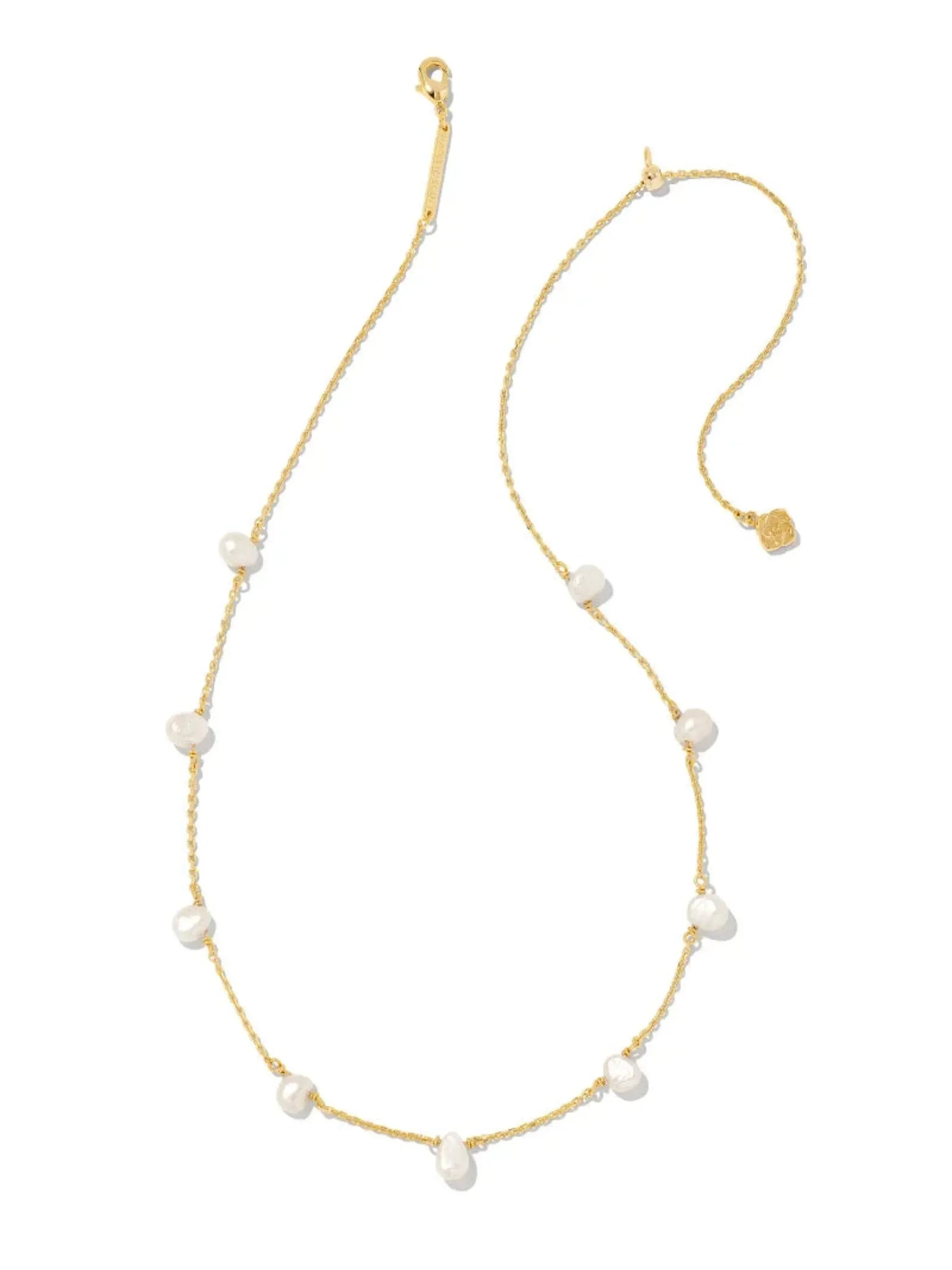 Kendra Scott Leighton Gold Pearl Strand Necklace - White Pearl