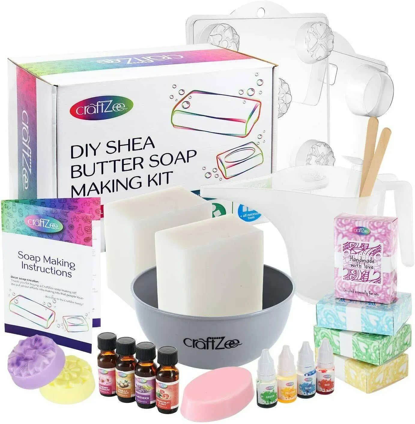 DilaBee DIY Melt & Pour Shea Butter Soap Making Kit by CraftZee: Includes 4 ...