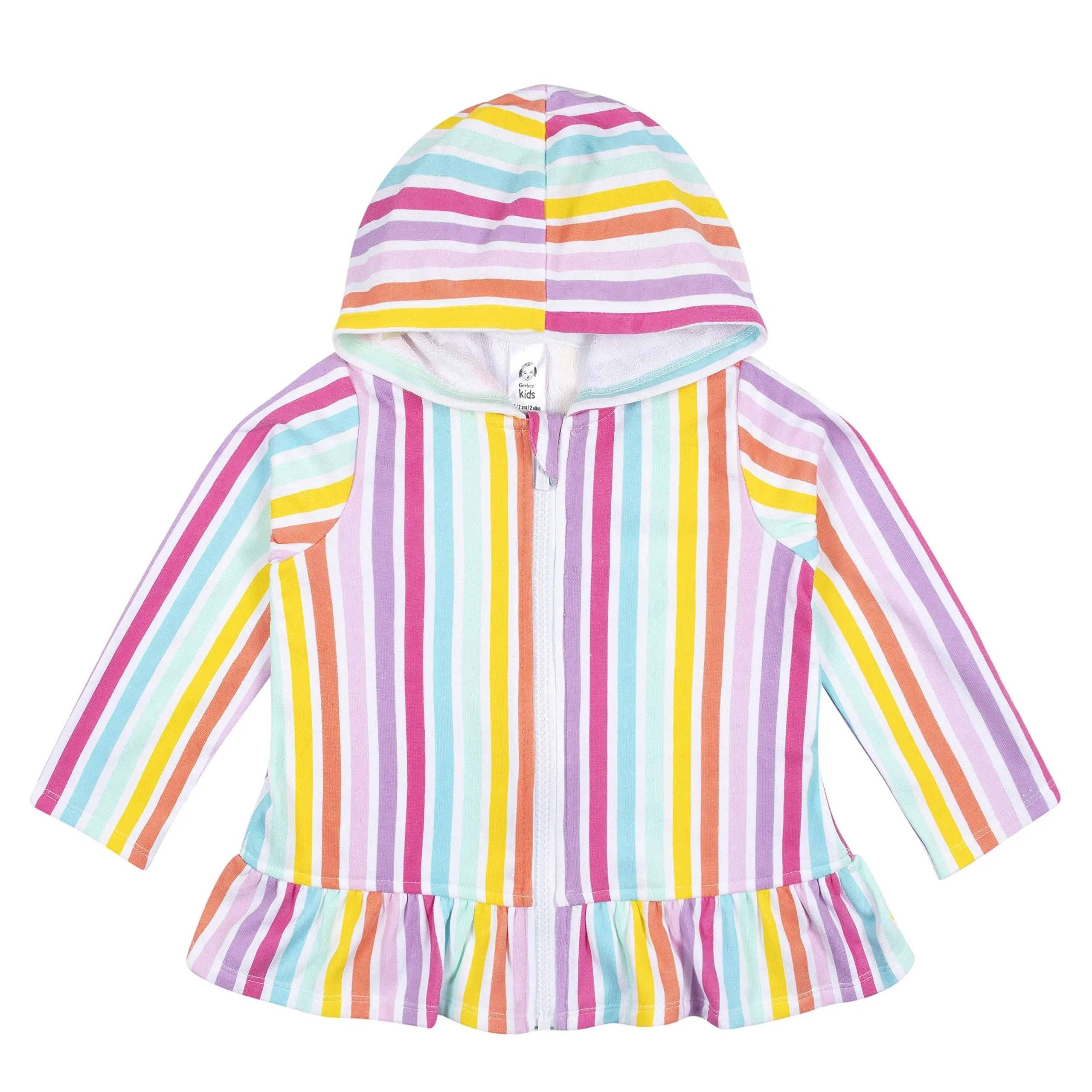 Gerber Baby Girls' Toddler Zipper Hoodie Terry Swimsuit Cover Up