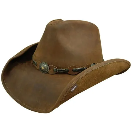 Stetson Roxbury Rust Distressed Shapeable Leather Cowboy Western Hat - Large