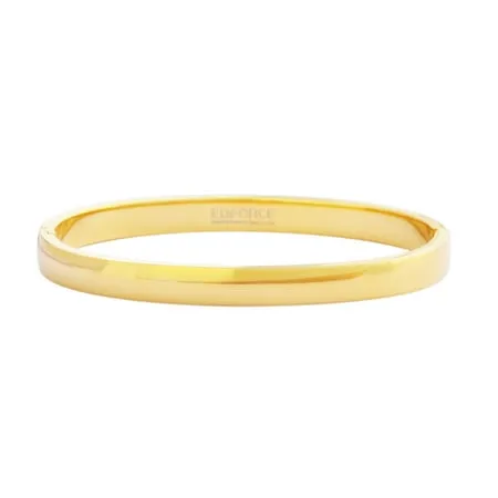 Edforce 18k Gold Plated Womens Oval Shaped Smaller Sized Wrist Stackable Bangle Bracelet Slip-On (58mm x 49mm)