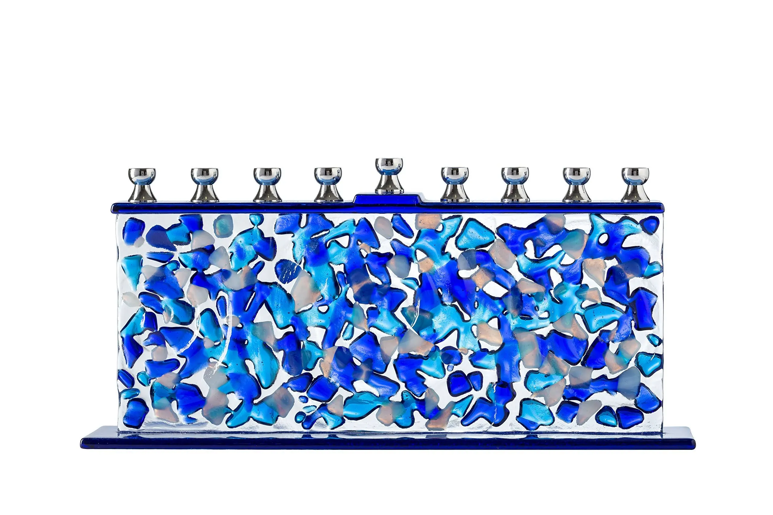 Ner Mitzvah Glass Confetti Hanukkah Menorah