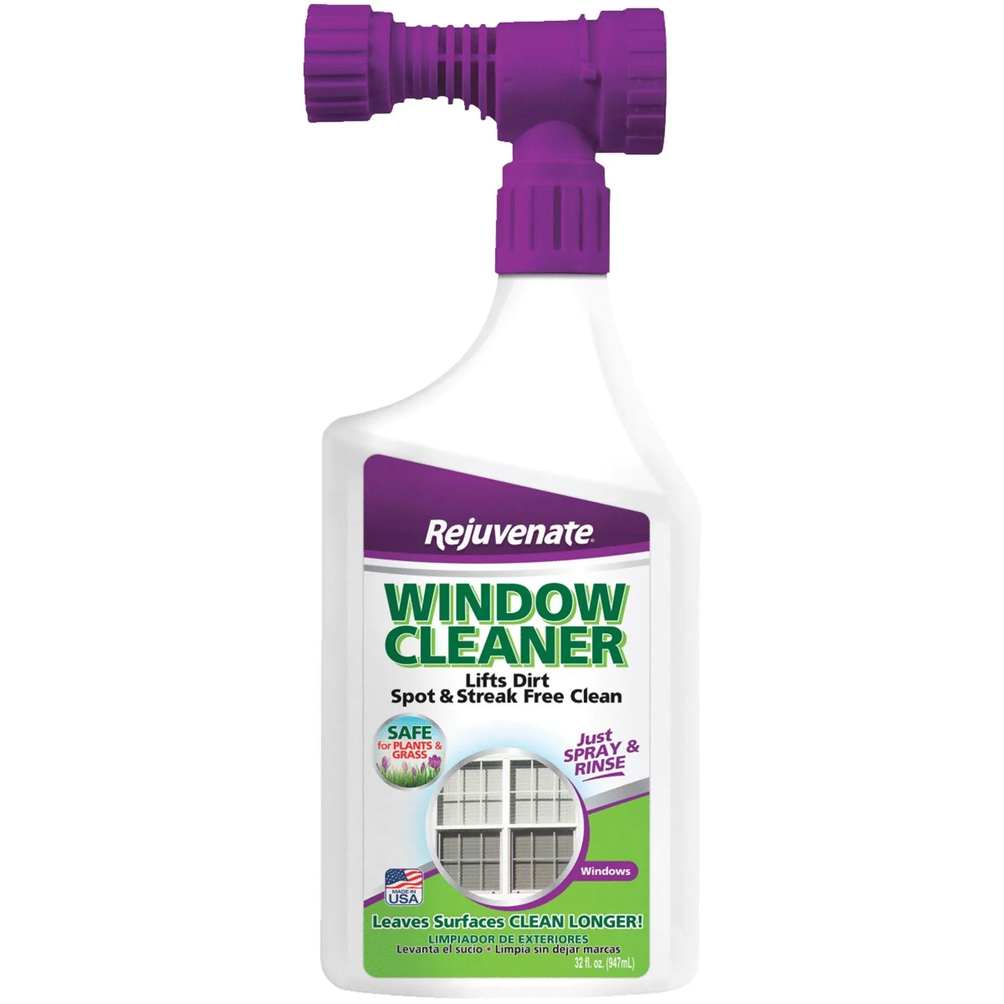 Rejuvenate Outdoor Window Spray and Rinse Cleaner with Hose End Adapter (2 x 32oz)