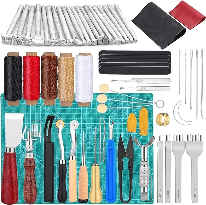 BUTUZE Practical Leather Tools 60 PCS Complete Craft Sewing Kit Upholstery Se...