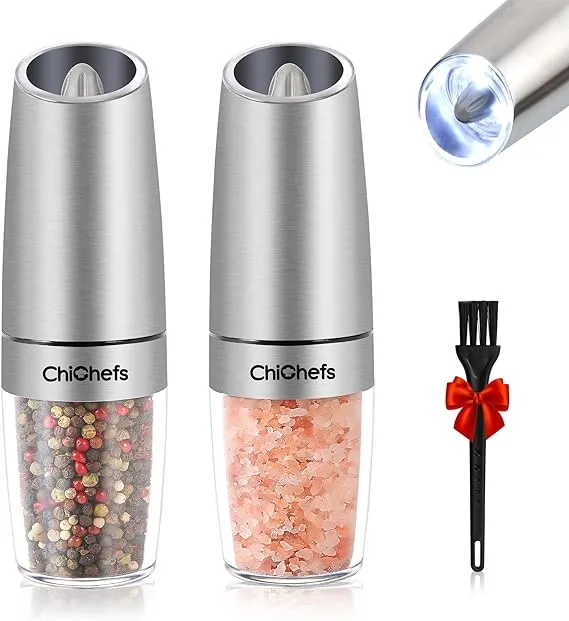 Gravity Electric Salt and Pepper Grinder Set, Automatic Salt and Pepper Mill Gri