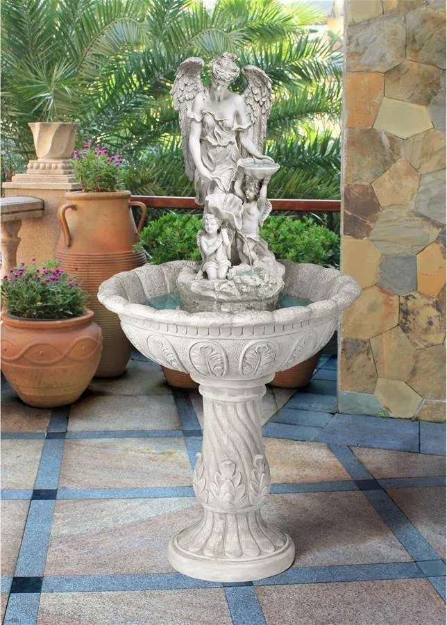 Design Toscano Heavenly Moments Angel Sculptural Fountain